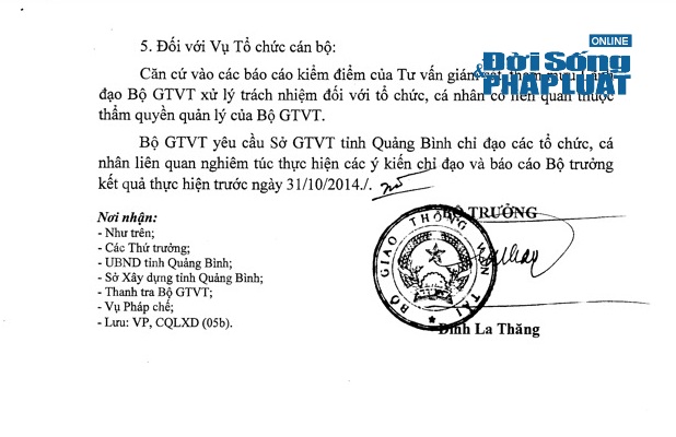 Bộ trưởng Thăng “hỏa tốc” chỉ đạo xử lý vấn đề báo ĐSPL nêu Bộ trưởng Thăng “hỏa tốc” chỉ đạo xử lý vấn đề báo ĐSPL nêu