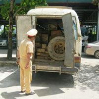 Bị phát hiện chỡ gỗ lậu, tài xế bỏ của chạy lấy người Bị phát hiện chỡ gỗ lậu, tài xế bỏ của chạy lấy người