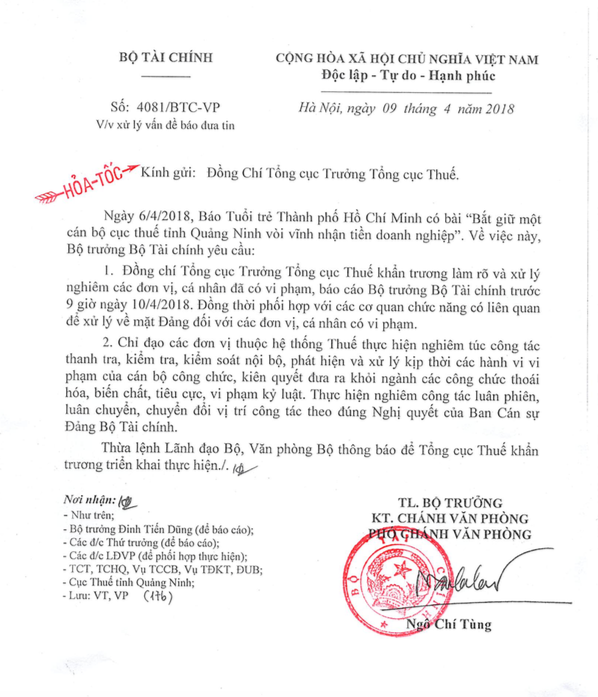 Tiêu dùng & Dư luận - Đề nghị trục xuất khỏi ngành hàng loạt cán bộ thuế, hải quan 'vòi tiền' doanh nghiệp