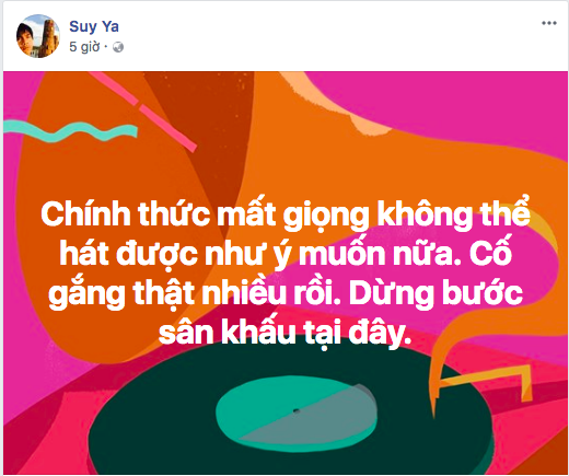 Nóng: Ya Suy gây xôn xao khi chia sẻ chuyện mất giọng, từ bỏ sân khấu - Ảnh 1. Nóng: Ya Suy gây xôn xao khi chia sẻ chuyện mất giọng, từ bỏ sân khấu - Ảnh 1.