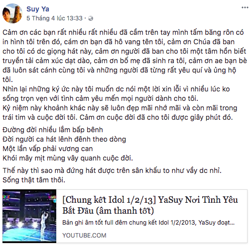 Nóng: Ya Suy gây xôn xao khi chia sẻ chuyện mất giọng, từ bỏ sân khấu - Ảnh 2. Nóng: Ya Suy gây xôn xao khi chia sẻ chuyện mất giọng, từ bỏ sân khấu - Ảnh 2.
