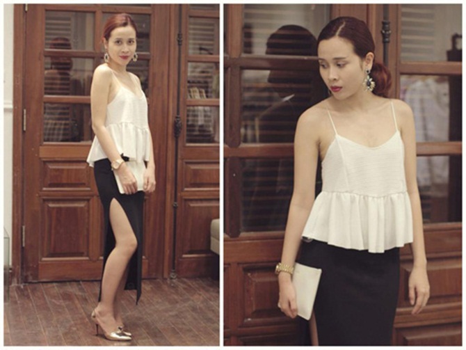 Sao Việt diễn áo hai dây trể nải quyến rũ