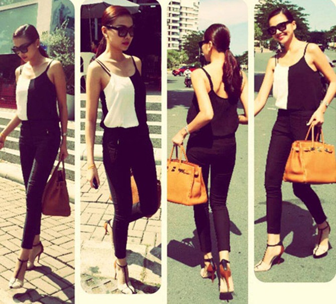 Sao Việt diễn áo hai dây trể nải quyến rũ