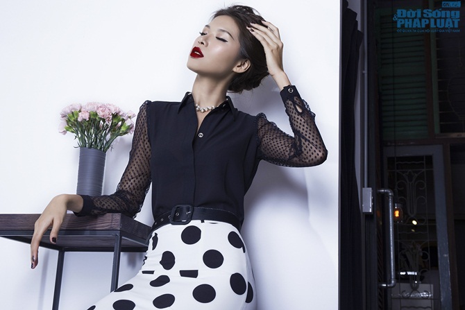 Giải bạc siêu mẫu kiêu kỳ với váy chấm bi