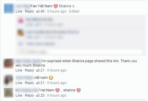 Sakira phấn khích hình ảnh Vy Oanh tại 