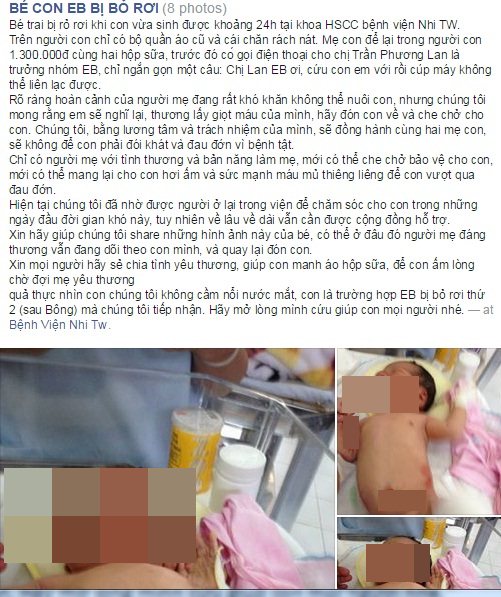 Rơi nước mắt bé trai sơ sinh lở loét khắp người bị bỏ rơi