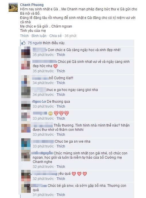 Lần đầu tiên Phương Thanh công khai danh tính bố con gái