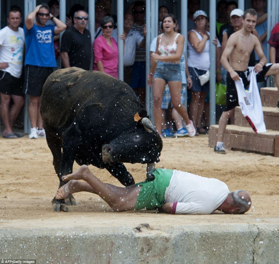 Bò tót hung hãn tấn công, 4 người nhập viện tại Tây Ban Nha