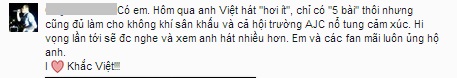 Fans khản tiếng vì hò hét tên Khắc Việt
