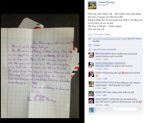 Lộ tên người đàn ông bí ẩn của Phương Thanh qua bức thư của Bé Gà