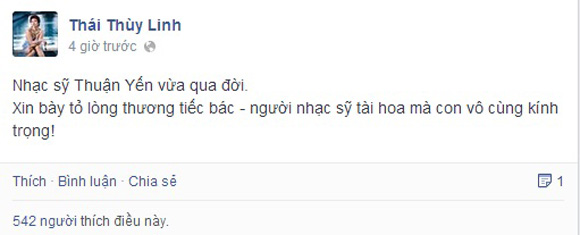 Sao Việt gửi lời chia buồn tới gia đình Diva Thanh Lam