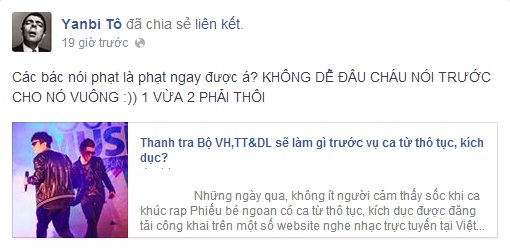 Ca sĩ hát ca khúc tục tĩu đứng trước nguy cơ bị cấm diễn Ca sĩ hát ca khúc tục tĩu đứng trước nguy cơ bị cấm diễn