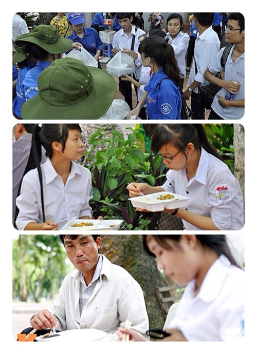 Bà Tưng đẹp dịu dàng trong màu áo xanh tình nguyện