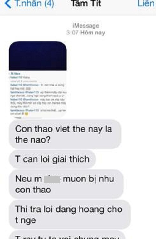 Bảo Thy tung tin nhắn Tâm Tít ăn nói thô tục mắng chửi anh trai Bảo Thy tung tin nhắn Tâm Tít ăn nói thô tục mắng chửi anh trai