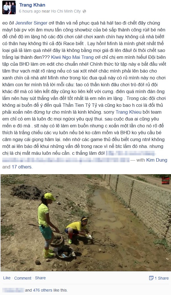 Trang Trần đá đểu đối thủ, dằn mặt BTC Cuộc đua kỳ thú