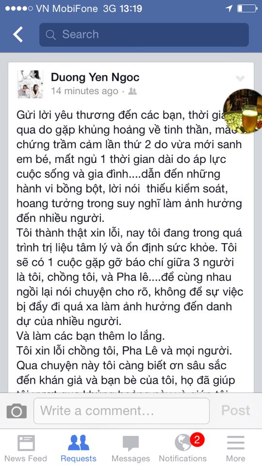 Pha Lê dọa kiện vợ chồng Dương Yến Ngọc Pha Lê dọa kiện vợ chồng Dương Yến Ngọc