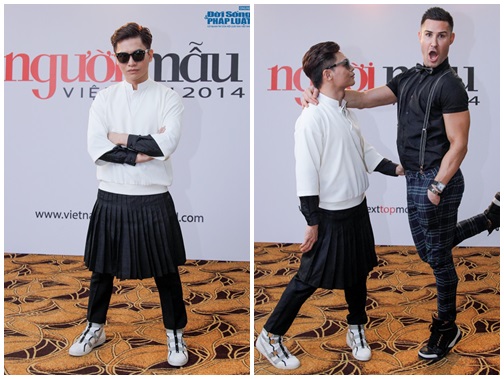 Nam Trung mặc váy xếp ly đi casting Vietnam's Next Top Model Nam Trung mặc váy xếp ly đi casting Vietnam's Next Top Model