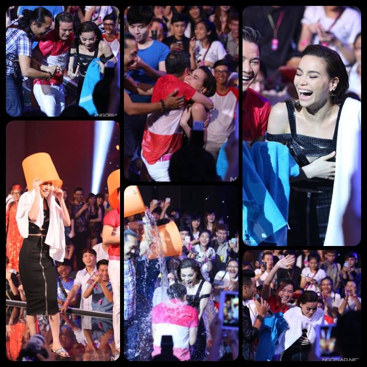 Clip Hà Hồ, Mr Đàm úp xô nước đá lên đầu trên sân khấu X-Factor