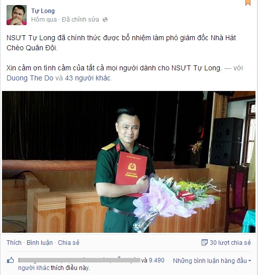 Danh hài Tự Long được bổ nhiệm làm PGĐ Nhà Hát Chèo Quân đội