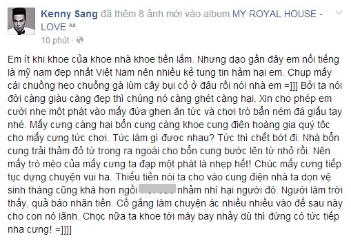 Kenny Sang khoe nhà trải thảm đỏ chứng minh quý tộc