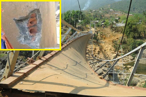 Vụ sập cầu ở Lai Châu: Tháo dỡ cầu treo Chu Va 6 Vụ sập cầu ở Lai Châu: Tháo dỡ cầu treo Chu Va 6