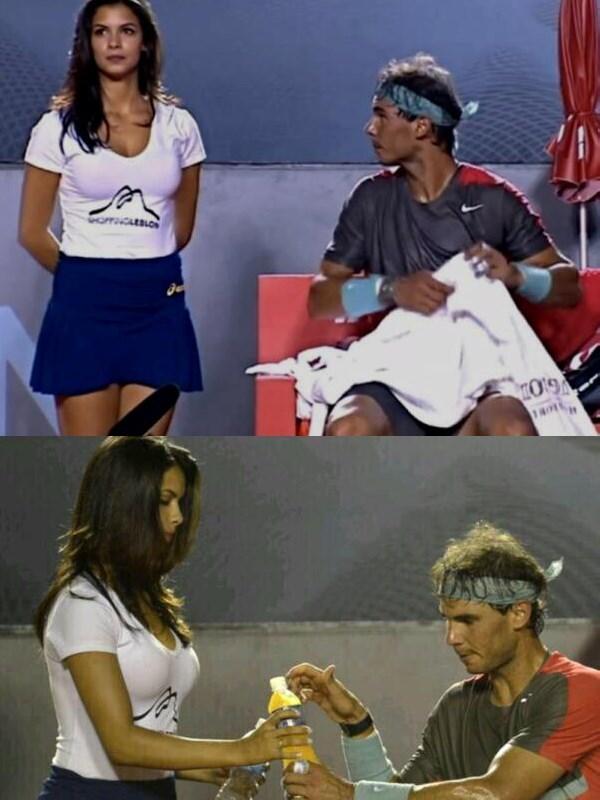 Nadal dán mắt vào vòng 1 của người đẹp nhặt bóng