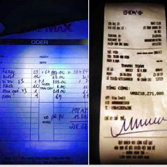 Những hóa đơn đi bar cả trăm triệu đồng gây xôn xao Những hóa đơn đi bar cả trăm triệu đồng gây xôn xao