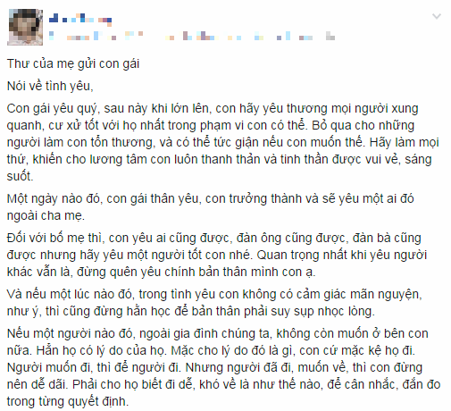 Nghẹn ngào với thư gửi con gái của người mẹ trẻ