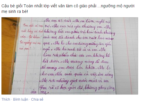 Xúc động bài văn viết về mẹ của học sinh giỏi Toán