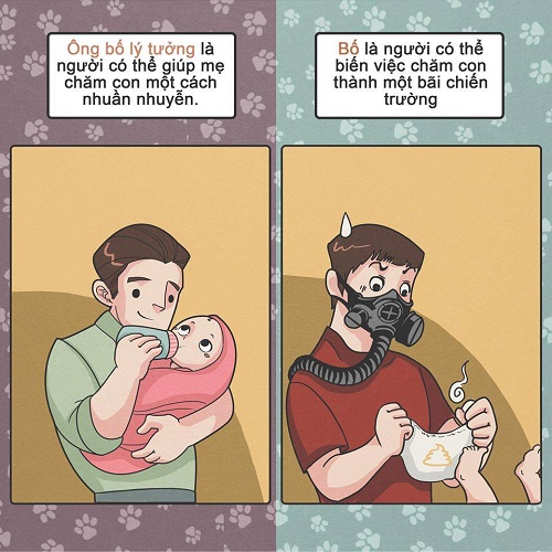 Hài hước sự khác biệt giữa “ông bố lý tưởng” và “bố”