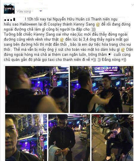 Thực hư vụ chàng trai hóa trang thành Kenny Sang bị đánh bầm dập Thực hư vụ chàng trai hóa trang thành Kenny Sang bị đánh bầm dập