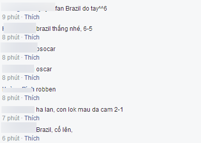 Dân mạng trổ tài dự đoán tỷ số trận Brazil đấu với Hà Lan