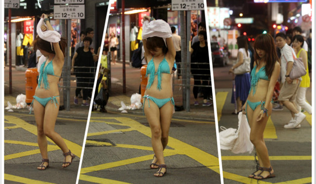 Thiếu nữ xinh đẹp hồn nhiên lột váy khoe thân giữa phố