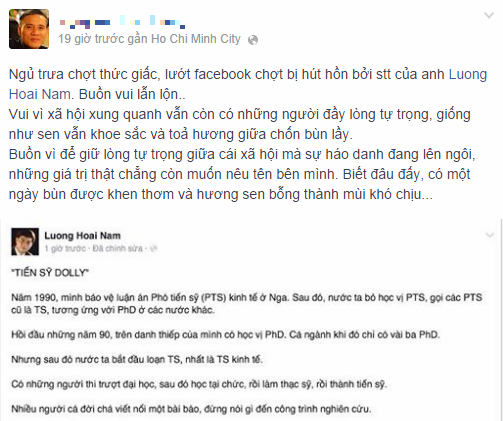 Ông Lương Hoài Nam bỏ chữ “TS” trên danh thiếp