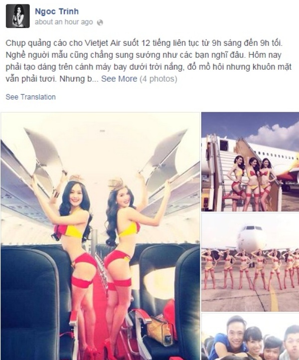 Dân mạng nói gì khi Ngọc Trinh mặc bikini chụp hình Vietjet Air?