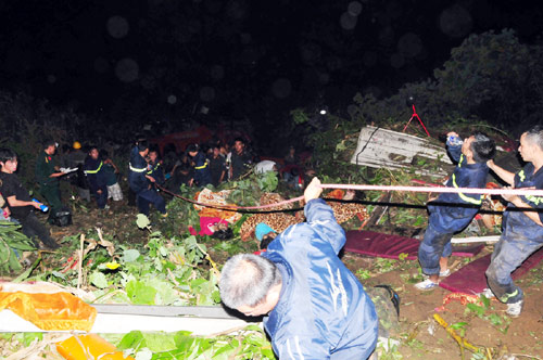 Trắng đêm cứu người trong vụ xe khách lao xuống vực