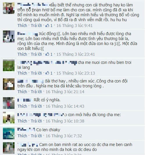 Nhiều dân mạng bật khóc khi đọc bài thơ 