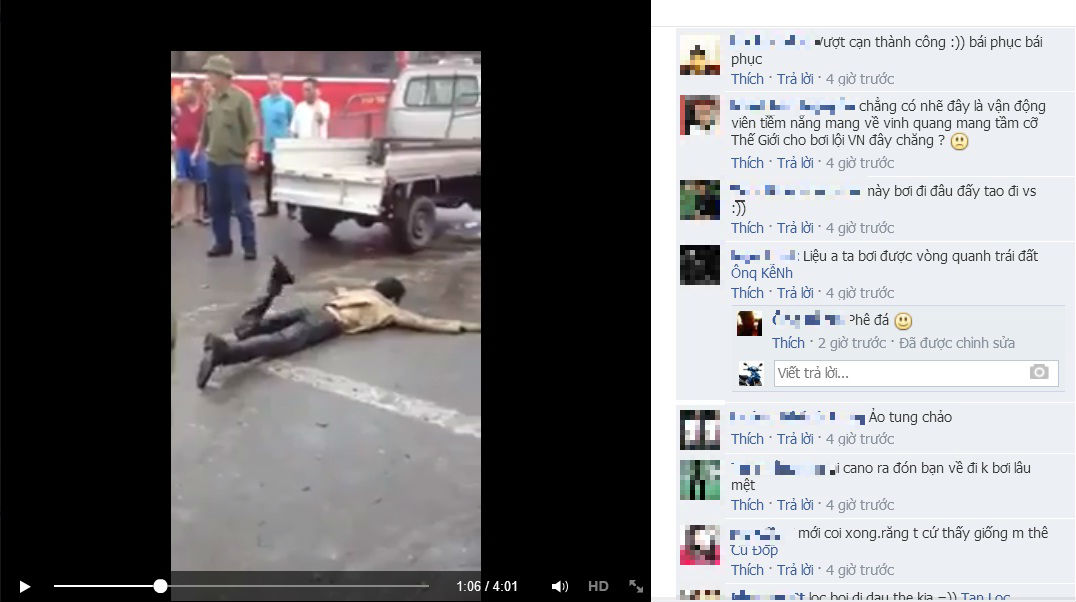 Xôn xao clip: Nam thanh niên ngáo đá tập bơi giữa đường Hà Nội