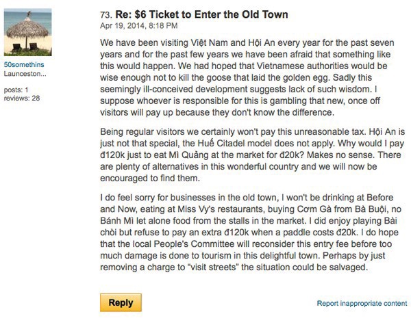 Thu phí đi dạo phố cổ, Hội An gây thất vọng cho khách du lịch Thu phí đi dạo phố cổ, Hội An gây thất vọng cho khách du lịch