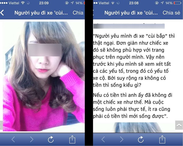 Cô nàng “yêu là phải có xe đẹp” bị dân mạng “ném đá” tơi tả