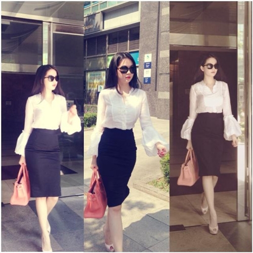 Học lỏm Ngọc Trinh mặc đẹp với chân váy bút chì, váy midi Học lỏm Ngọc Trinh mặc đẹp với chân váy bút chì, váy midi