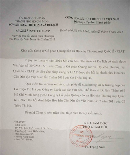 Trưởng BTC Hoa hậu các dân tộc bị đe dọa Trưởng BTC Hoa hậu các dân tộc bị đe dọa