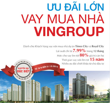 Ưu đãi lớn vay mua nhà dự án Times City và Royal City Ưu đãi lớn vay mua nhà dự án Times City và Royal City