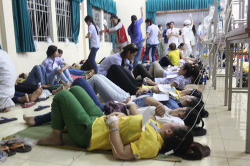 Sau bửa cơm tối, hàng trăm công nhân phải nhập viện