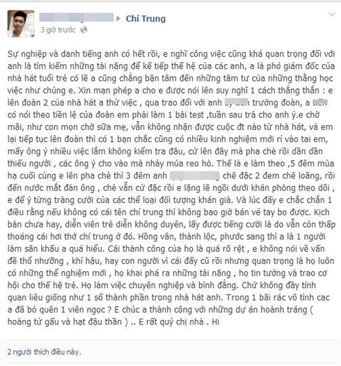 Học viên viết tâm thư hạ bệ Chí Trung Học viên viết tâm thư hạ bệ Chí Trung