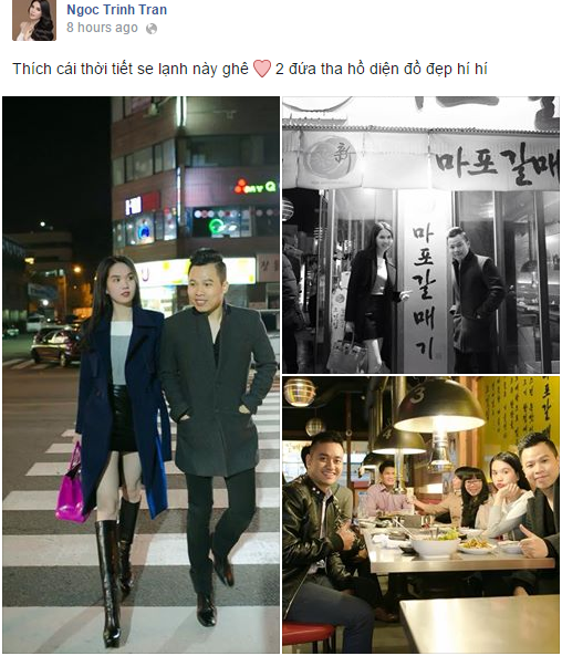 Ngọc Trinh tình cảm khoác tay Khắc Tiệp dạo phố Hàn Quốc