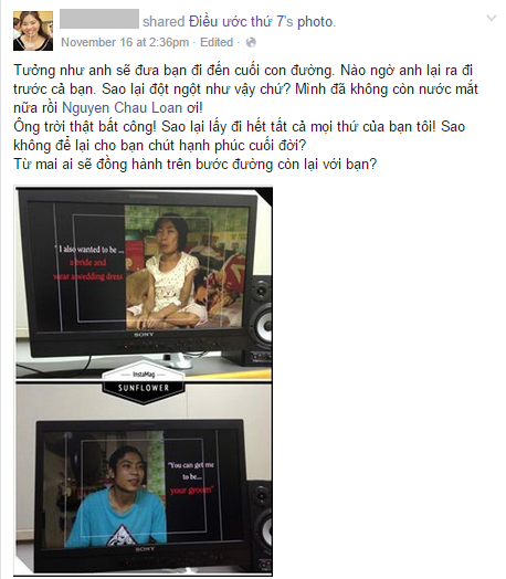 Nghẹn lòng trước sự ra đi của người chồng trong đám cưới cổ tích Nghẹn lòng trước sự ra đi của người chồng trong đám cưới cổ tích