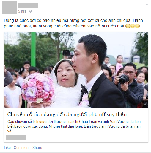 Nghẹn lòng trước sự ra đi của người chồng trong đám cưới cổ tích Nghẹn lòng trước sự ra đi của người chồng trong đám cưới cổ tích