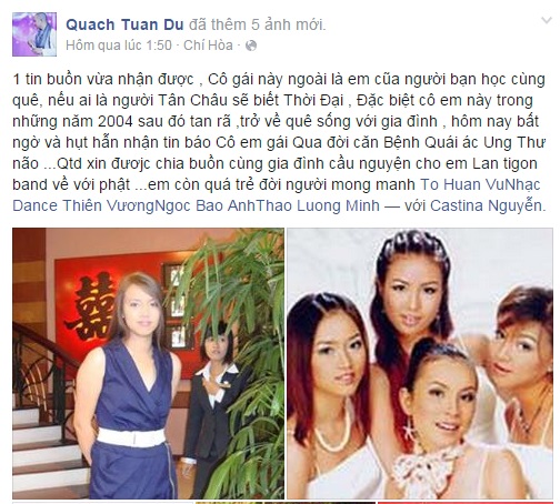 Thành viên nhóm nhạc Việt qua đời vì ung thư não