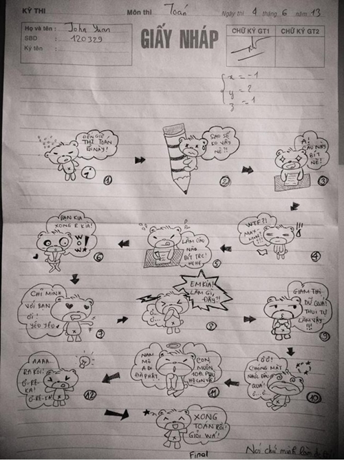 Loạt siêu phẩm giấy nháp cực hài của sĩ tử khi 'cắn bút' Loạt siêu phẩm giấy nháp cực hài của sĩ tử khi 'cắn bút'